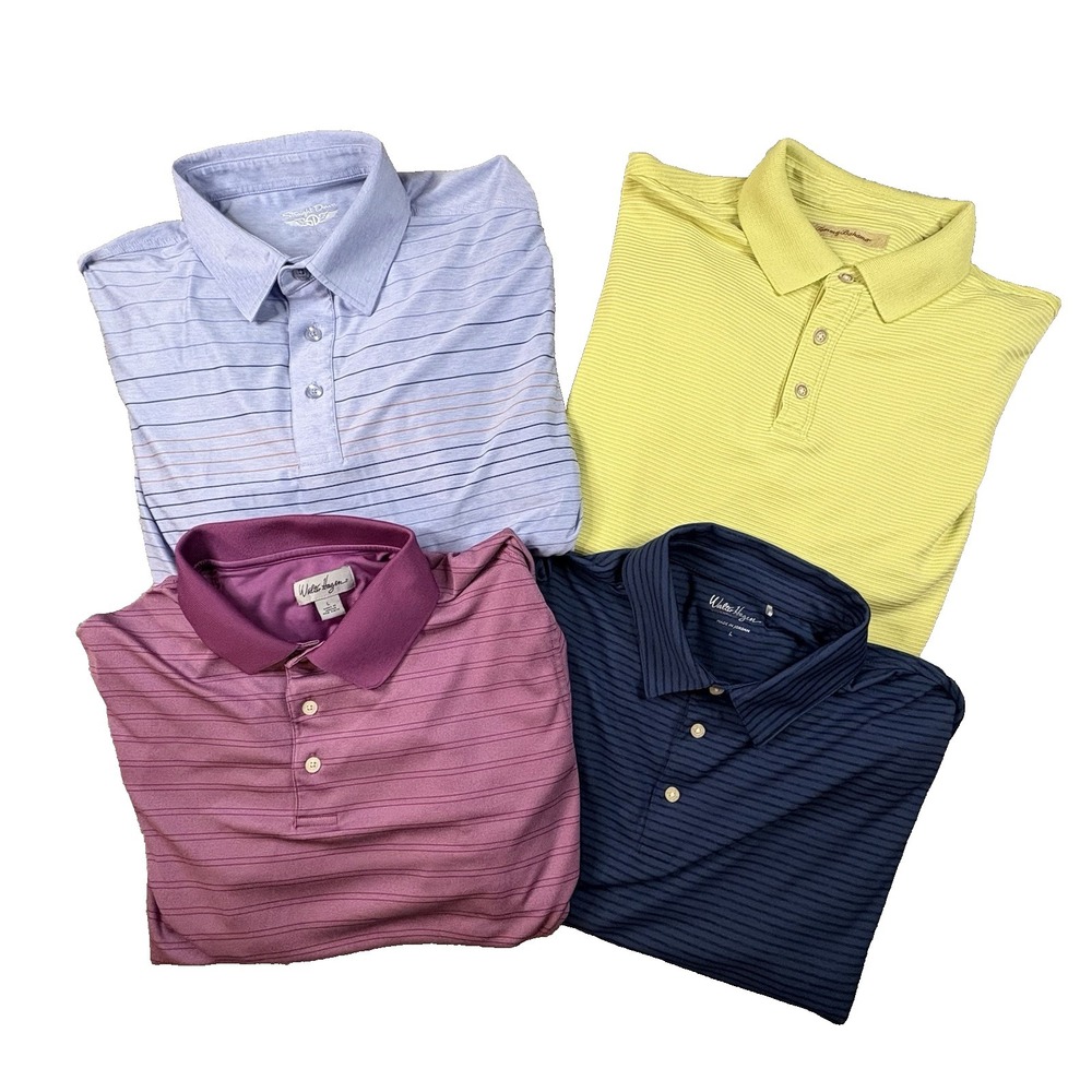 MIXED LOT OF 4 Men's L Walter Hagan/Straight Down/T Bahama SS Golf Polos SEE DES